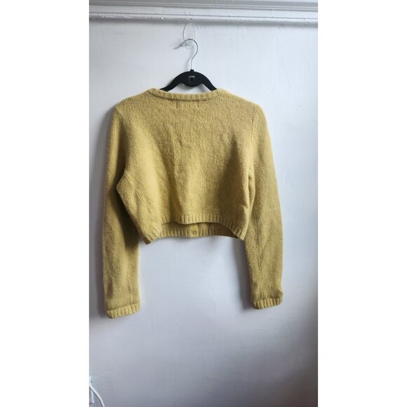Charlie & Robin Button Down Mustard Long Sleeve Cardigan Wool/Angora Size M - Picture 3 of 5